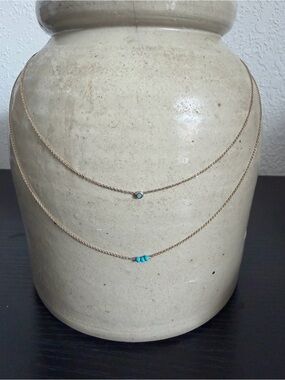 Delicate Gold-Tone Necklaces with Turquoise Accent
